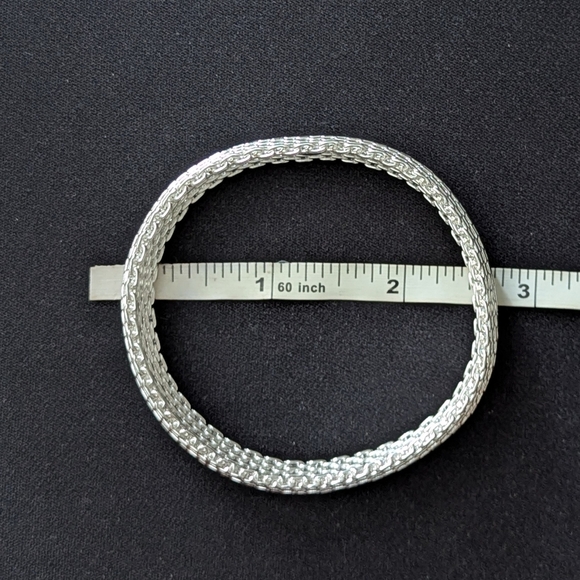 925 Sterling Silver Mesh Woven Bracelet Luxury Minimalist - Picture 4 of 4